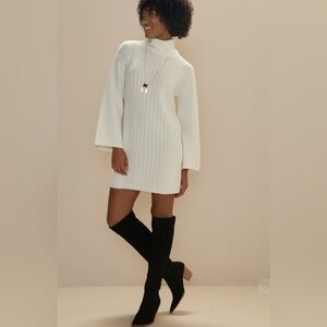 New Francesca’s Alisha Fuzzy Ivory Sweater Mini Dress